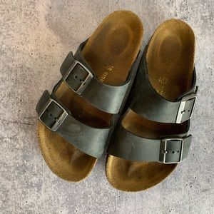 Black Leather Birkenstock Sandals